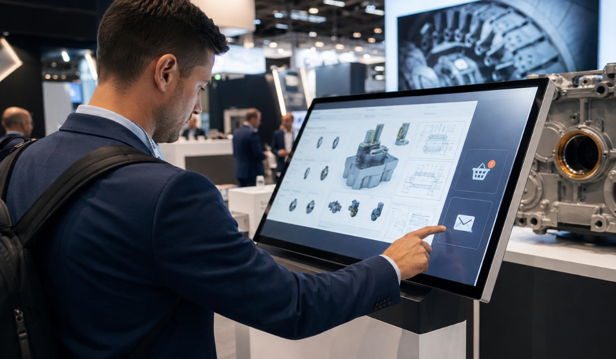 Interactive Kiosk at B2B Trade Show to Capture Leads